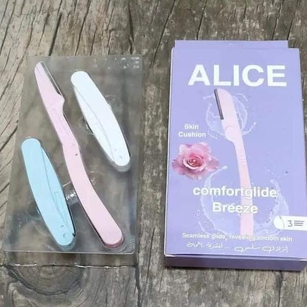 شفرات الحواجب ALICE بتصميم عصري من الفولاذ المقاوم للصدأ لإزالة شعر الوجه للنساء لبشرة أنعم وأنضف بدون حبوب ، 3 قطع