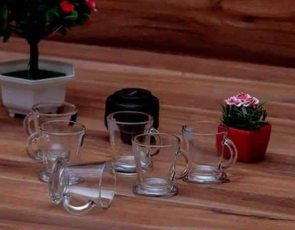 Lychee Mug Set, Clear Glass Mug, Elegant Design, Set of 6 - Every Sip Has a Different Taste!