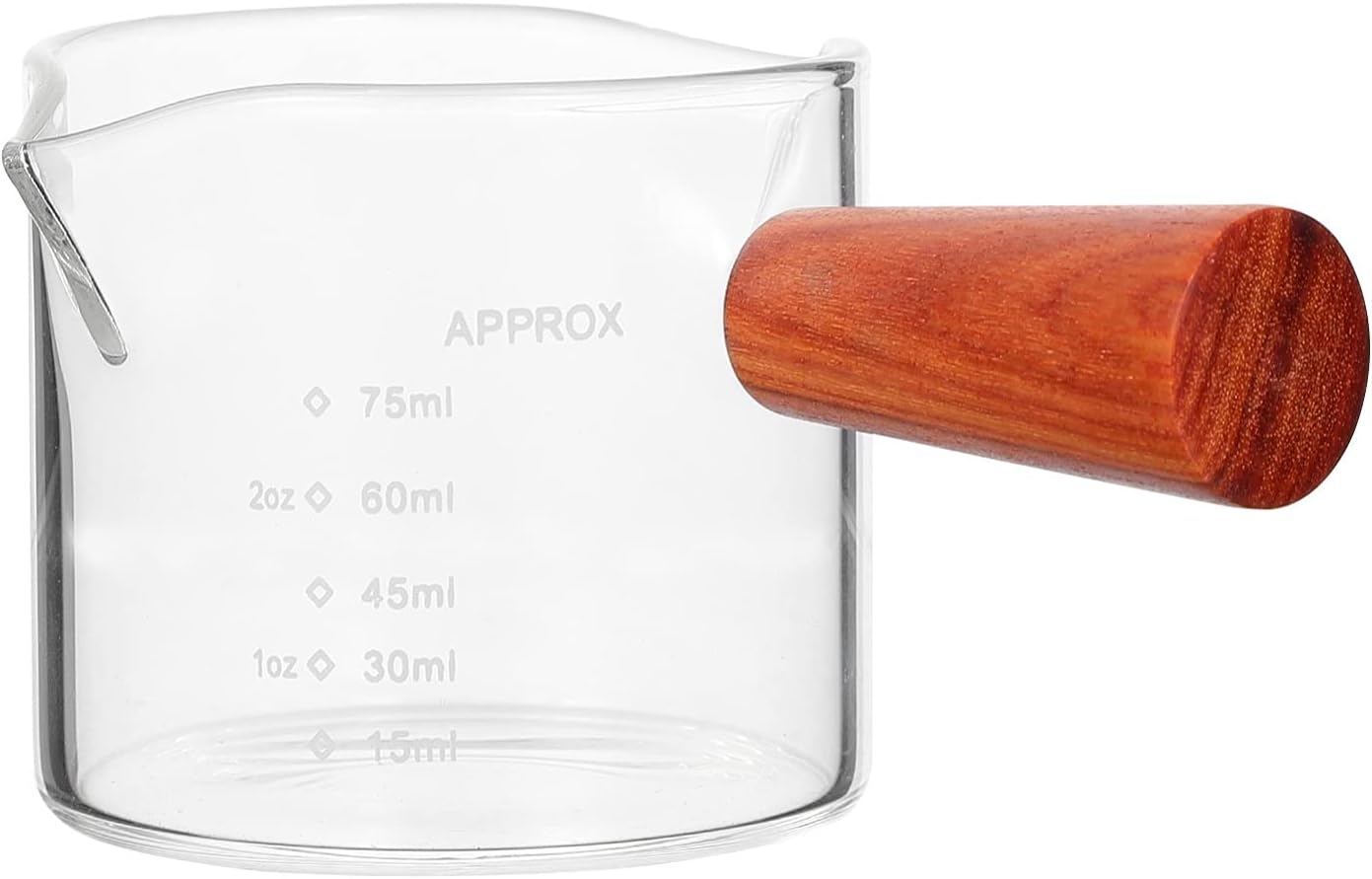 Professional 75ml Espresso Cup - Double Spout & Stylish Wooden Handle | Barista Tool for Making Coffee and Milk!