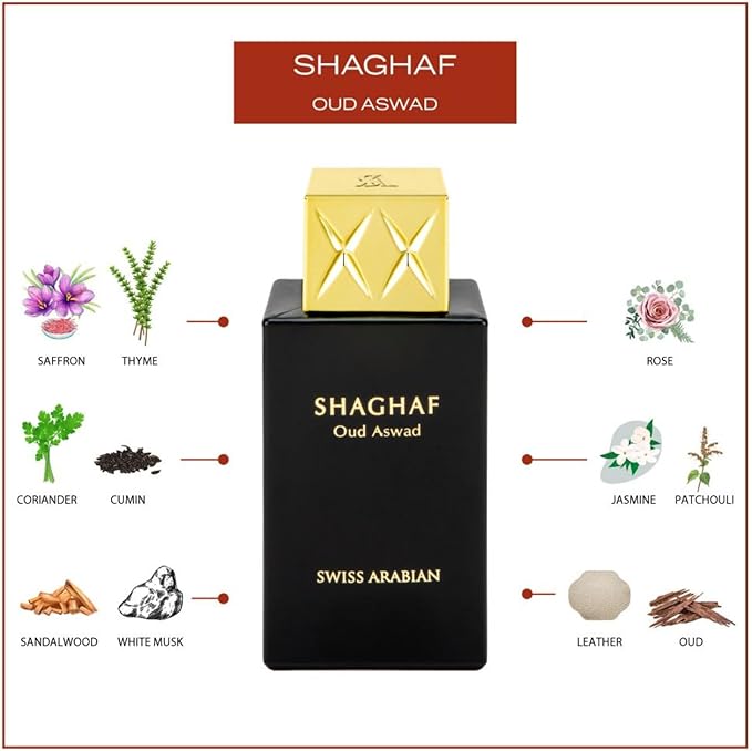 Shaghaf Oud Aswad Unisex Eau de Parfum 75ml by Swiss Arabian