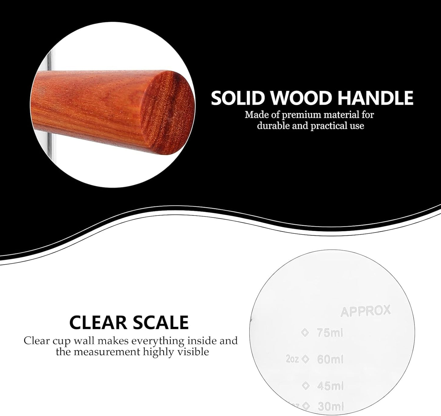 Professional 75ml Espresso Cup - Double Spout & Stylish Wooden Handle | Barista Tool for Making Coffee and Milk!