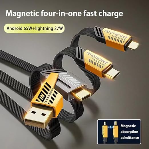 وصلة شاحن 4*1 USB-C بطول 1 متر (3.3 قدم) - شحن سريع 4 في 1 PD حتى 65 وات