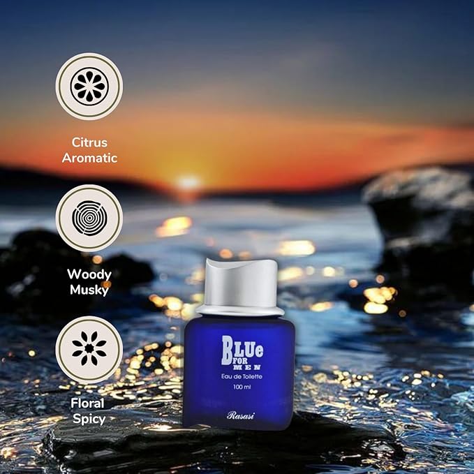 Description of Blue for Men Eau de Toilette 100ml by Rasasi
