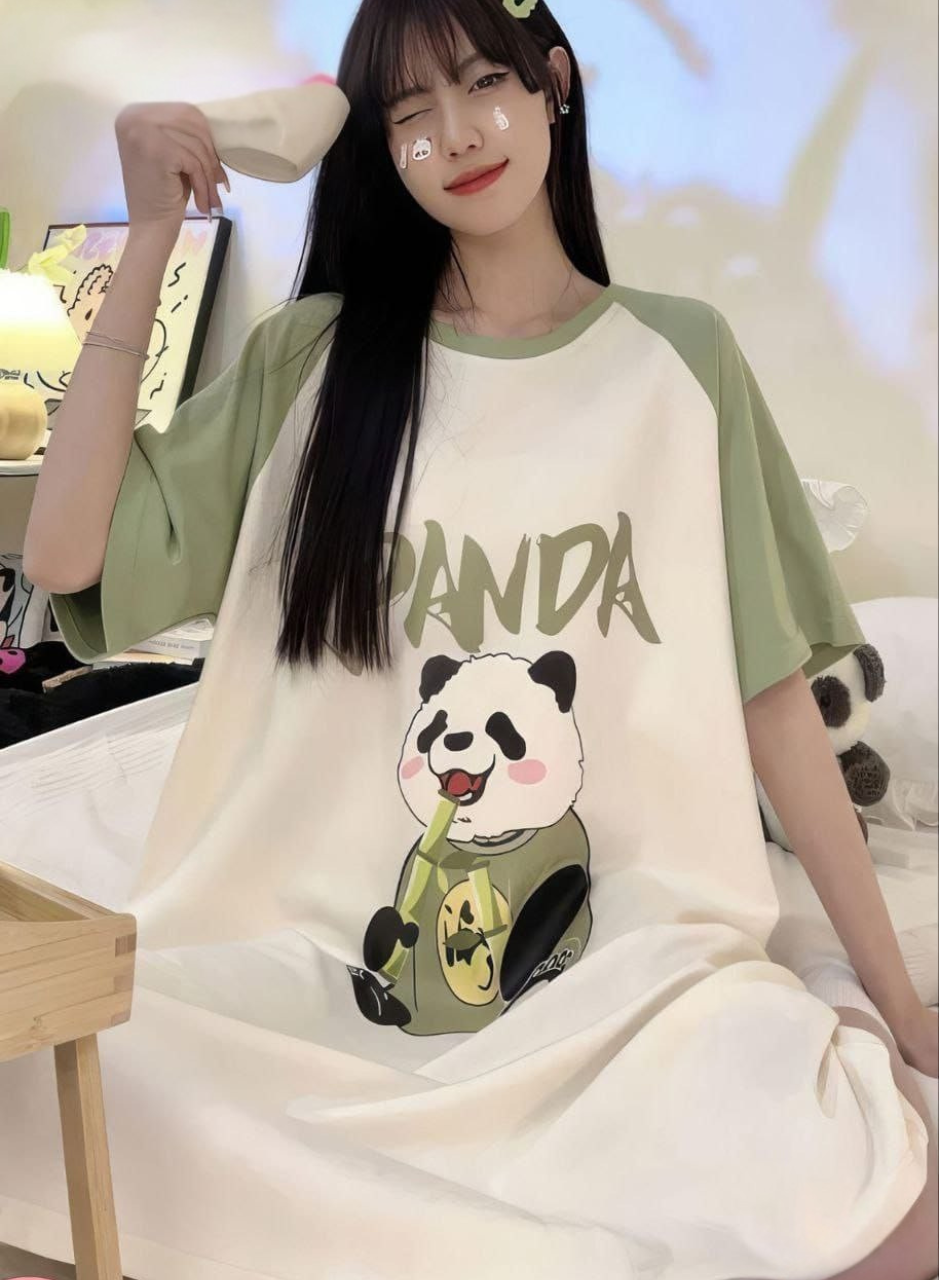 Oversized short cotton swimsuit with cartoon print - one size fits 55-85 kg, multi-shape
