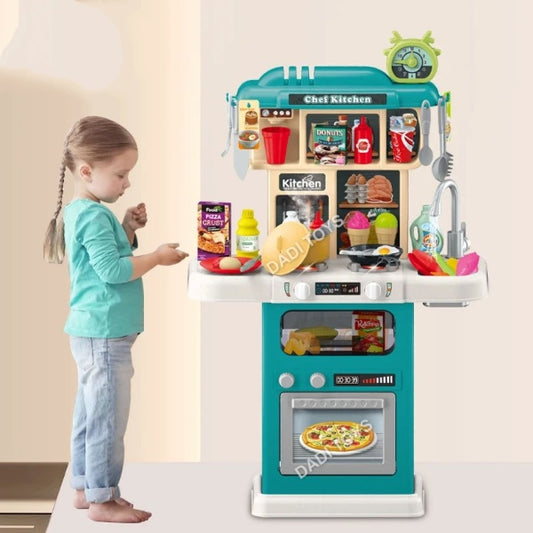 مطبخ الشيف الموهوب للأطفال – حجم كبير 64 قطعة | إضاءة وصوت | فرن وتلاجة قابلة للفتح | هدية مثالية للأولاد والبنات