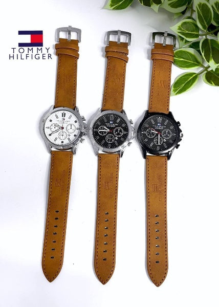 ساعة جلد رجالي Tommy Hilfiger – أناقة أمريكية بتفاصيل فاخرة