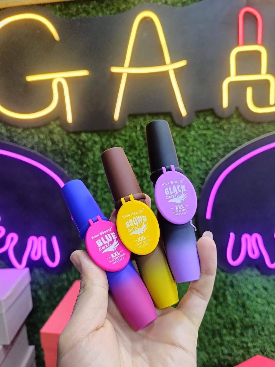 سيت ماسكارا ألوان من KISS BEAUTY – الأصلية بمرايا | 3 ألوان خيالية للوك مجنون!