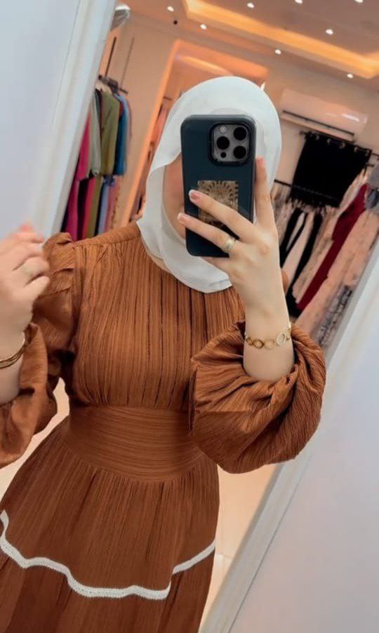 فستان أو دريس كم بمبه مطعّم جبير فريسكا – مستورد، One Size مريح حتى 90 كغ