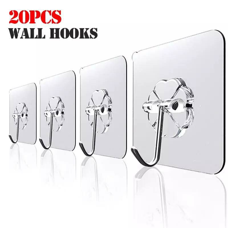 Transparent Hook Hanger - Stylish Design and High Stability with Strong Double Face (10 Pieces)
