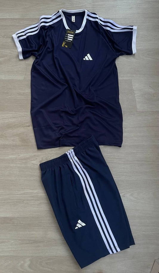 طقم رياضي ماركة أديداس بخامة تيشيرت روزيتا وشورت سوفت – جودة ممتازة – مقاسات من L – 3XL