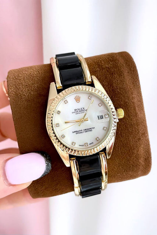 ROLEX Datejust – (ذهبي × أسود) – ساعه يد حريمي - مقاس36