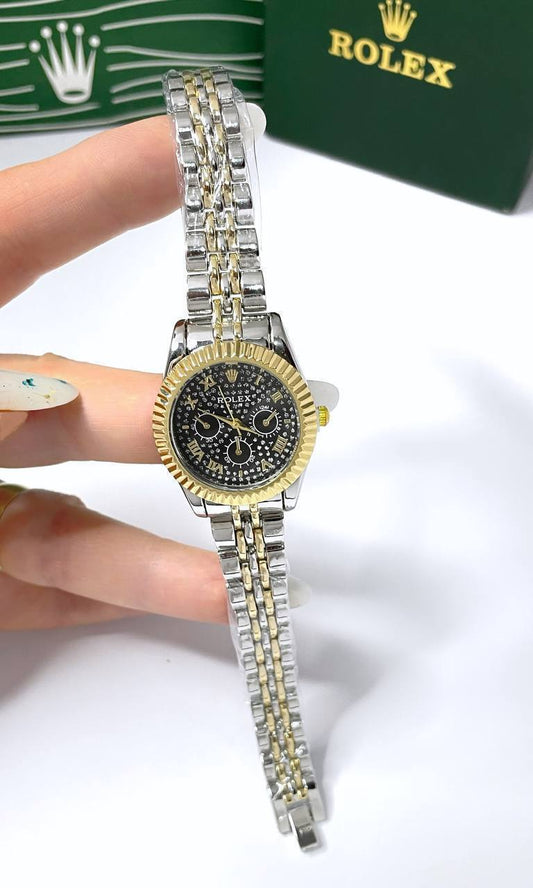 ROLEX - ساعة انيقه حريمي – ستانلس ستيل – متعددة الألوان