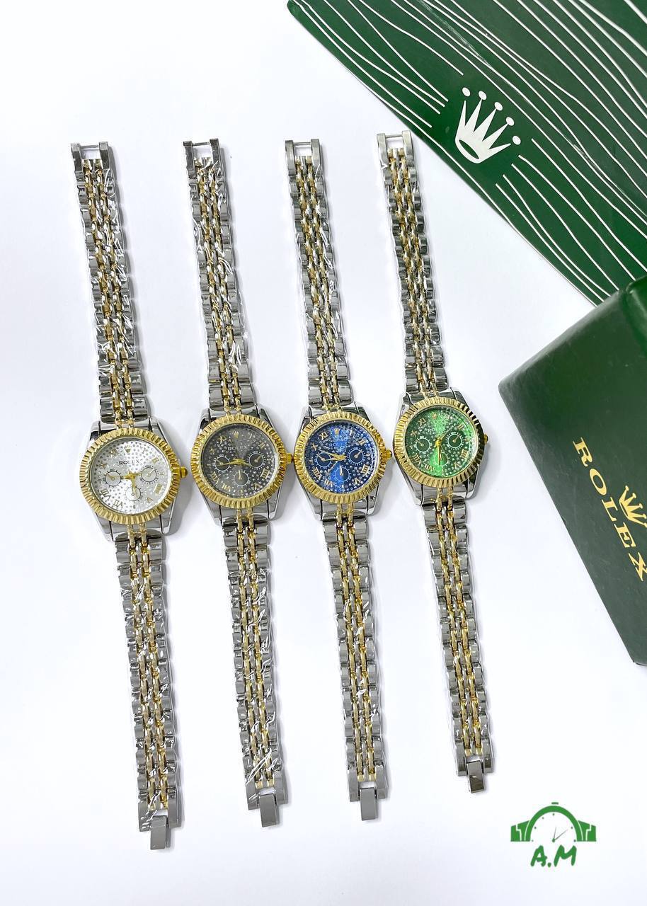 ROLEX - ساعة انيقه حريمي – ستانلس ستيل – متعددة الألوان