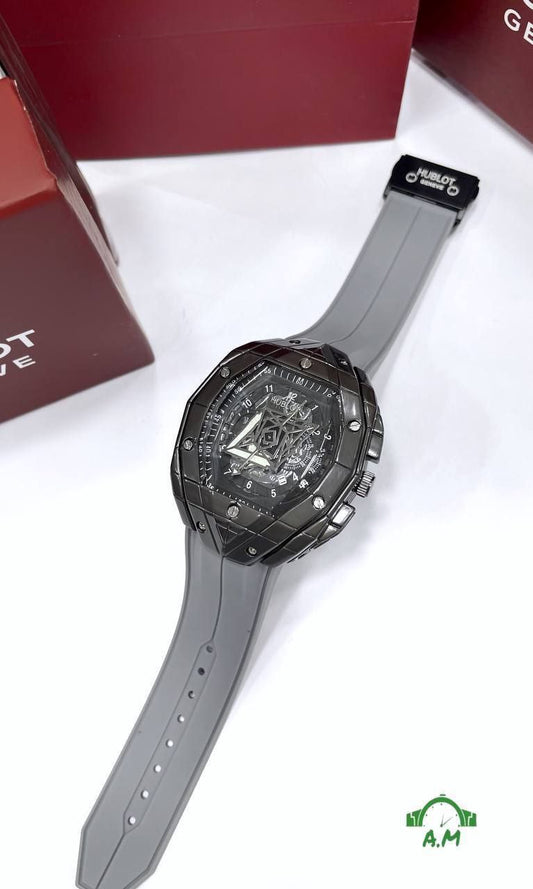 HUBLOT Original ساعه رجالي باللون الاسود – ربر لوكس متعدد الالوان – مقاس 45