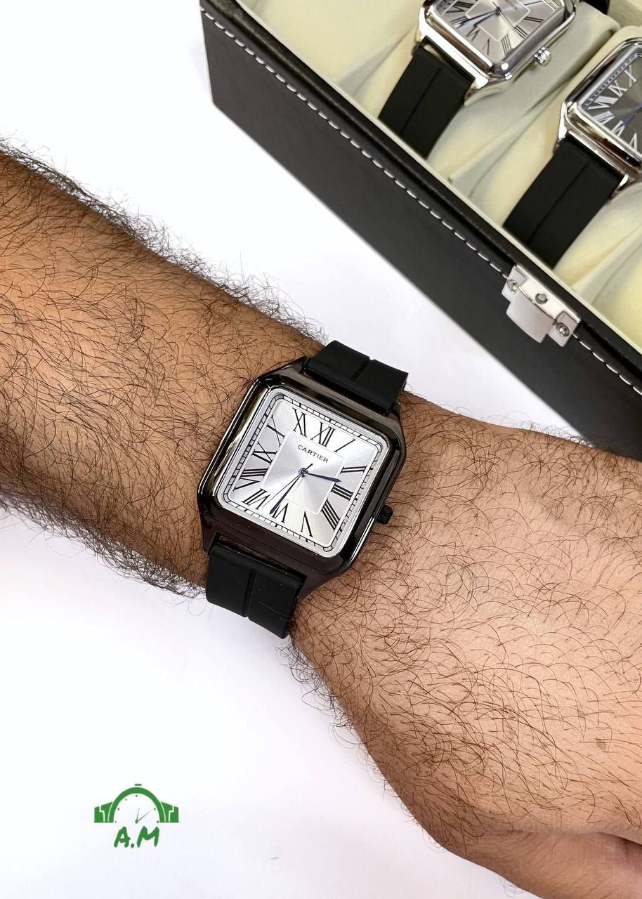 Cartier ساعه لوكس رجالي - متعدده الالوان – ربر مختوم – مقاس 45