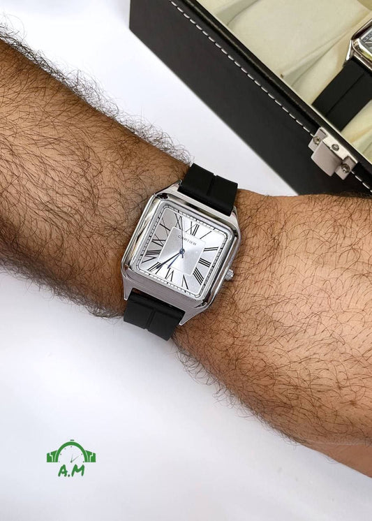 Cartier ساعه رجالي – ربر مختوم – لوكس – مقاس 45