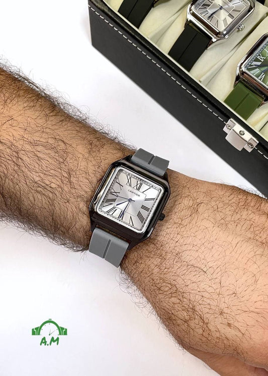Cartier ساعه لوكس رجالي - متعدده الالوان – ربر مختوم – مقاس 45