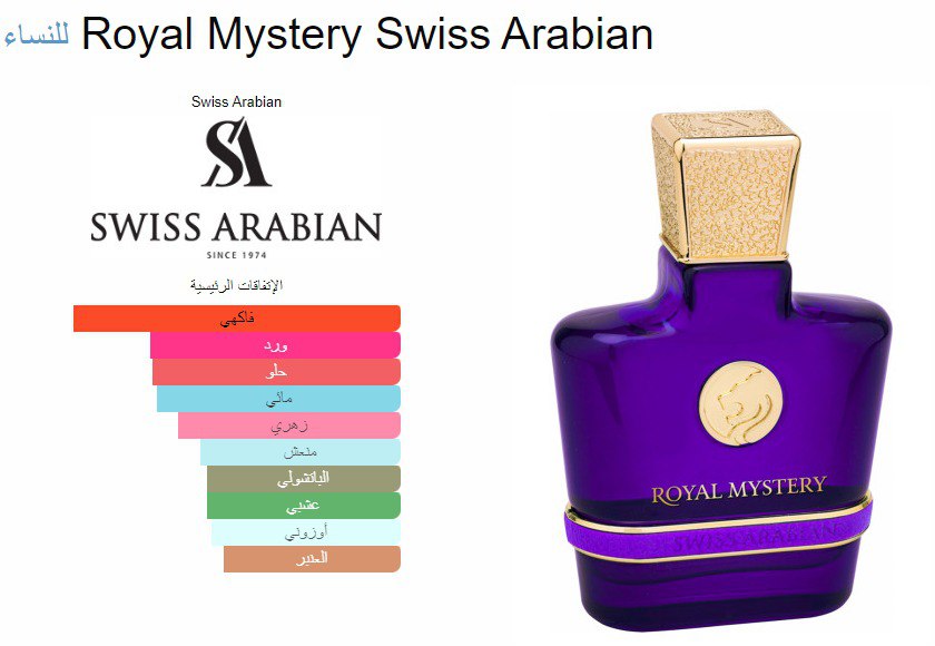 عطر رويال ميستري للنساء أو دو بارفان 100 مل من سويس أرابيان