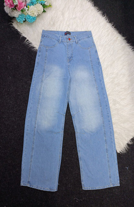 بنطلون جينز بناتي وايد ليج – خامة رباعية تلبيس من 50 لـ 85 كيلو اربع الوان مختلفه وفينيش فخم وسعر ولا في الأحلام!