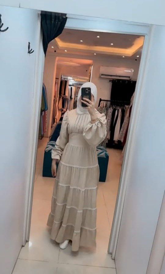 فستان أو دريس كم بمبه مطعّم جبير فريسكا – مستورد، One Size مريح حتى 90 كغ