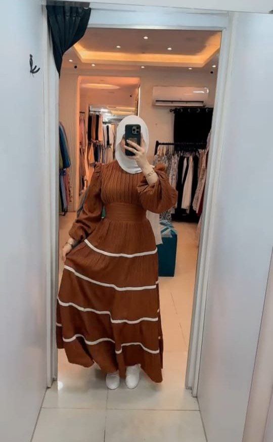 فستان أو دريس كم بمبه مطعّم جبير فريسكا – مستورد، One Size مريح حتى 90 كغ