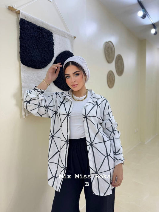 سوت نسائي 3 قطع – كتان مستورد – One Size تلبيس حتى 85 كجم