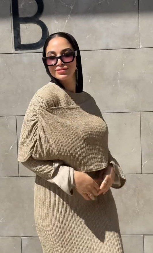 طقم توينز قطعتين (دريس وتوب) – One Size (حتى 85 كجم)