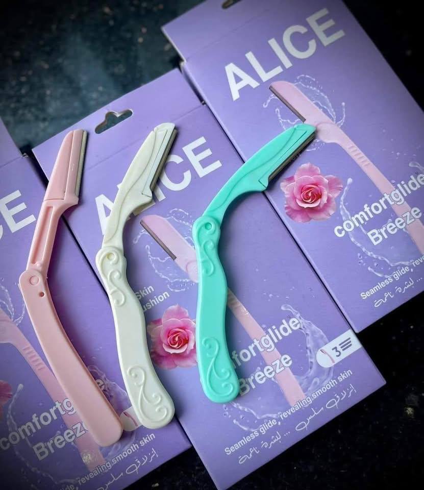 شفرات الحواجب ALICE بتصميم عصري من الفولاذ المقاوم للصدأ لإزالة شعر الوجه للنساء لبشرة أنعم وأنضف بدون حبوب ، 3 قطع