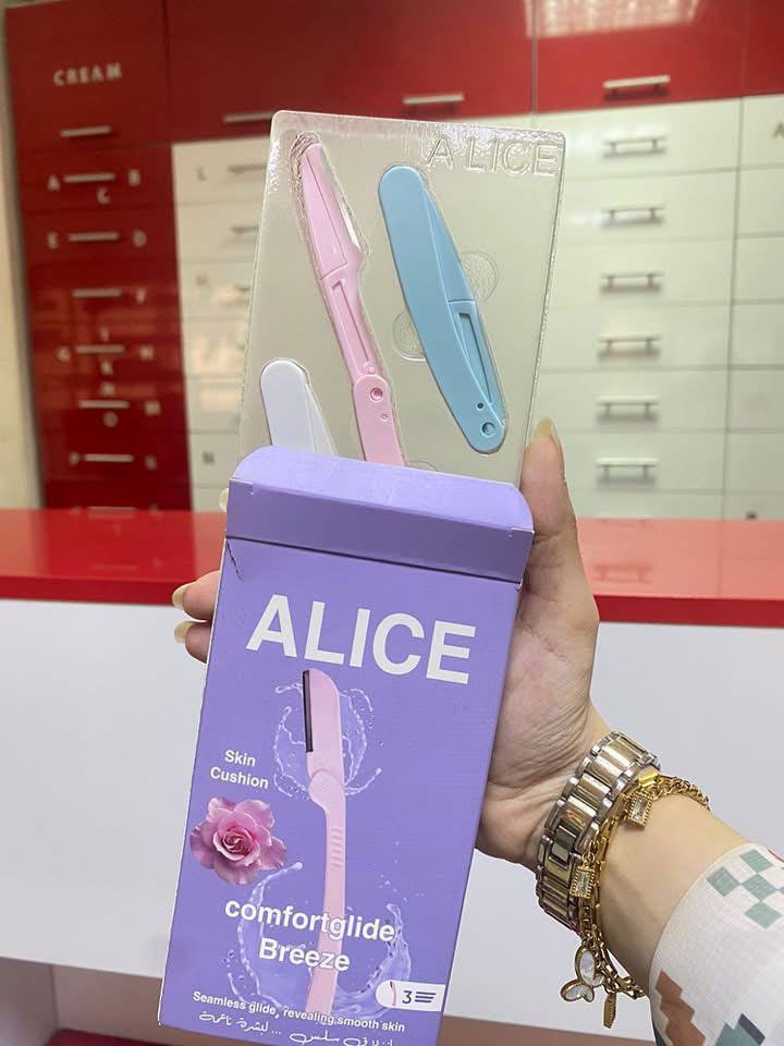 شفرات الحواجب ALICE بتصميم عصري من الفولاذ المقاوم للصدأ لإزالة شعر الوجه للنساء لبشرة أنعم وأنضف بدون حبوب ، 3 قطع