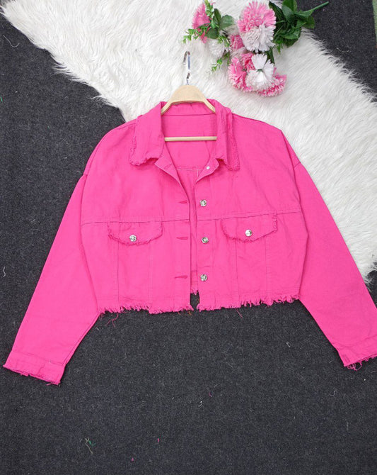 جاكيت جينز هاي وسط بناتي خامة رباعية مرنة – مقاس من 55 لـ 85 كيلو – ألوان متعددة تناسب كل ذوق!