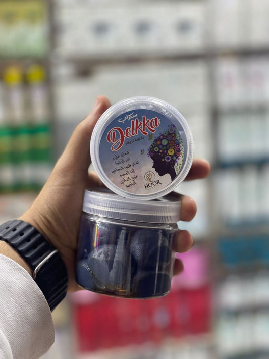 سكراب دلّكة سوداني 3×1 – عناية تقليدية بثلاث قوى طبيعية: الدلكة + العكر الفاسي + النيلة الزرقاء