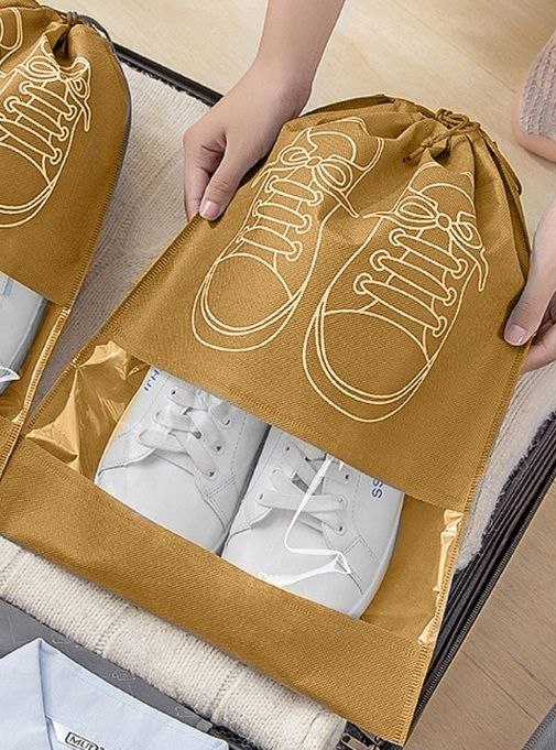 حافظة احذية للسفر للتخزين في المنزل، غطاء أحذية أساسي ومنظم شفاف للنعال والأحذية الرياضية (عبوة من 5 قطع– حماية وأناقة أثناء التخزين والسفر)