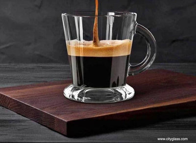 Lychee Mug Set, Clear Glass Mug, Elegant Design, Set of 6 - Every Sip Has a Different Taste!