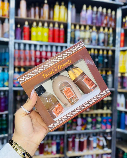 بوكس تيسوري الساحر – لوشن + اسبلاش + خمره | 3 في 1 لروتين أنثوي مثالي وثبات خيالي!