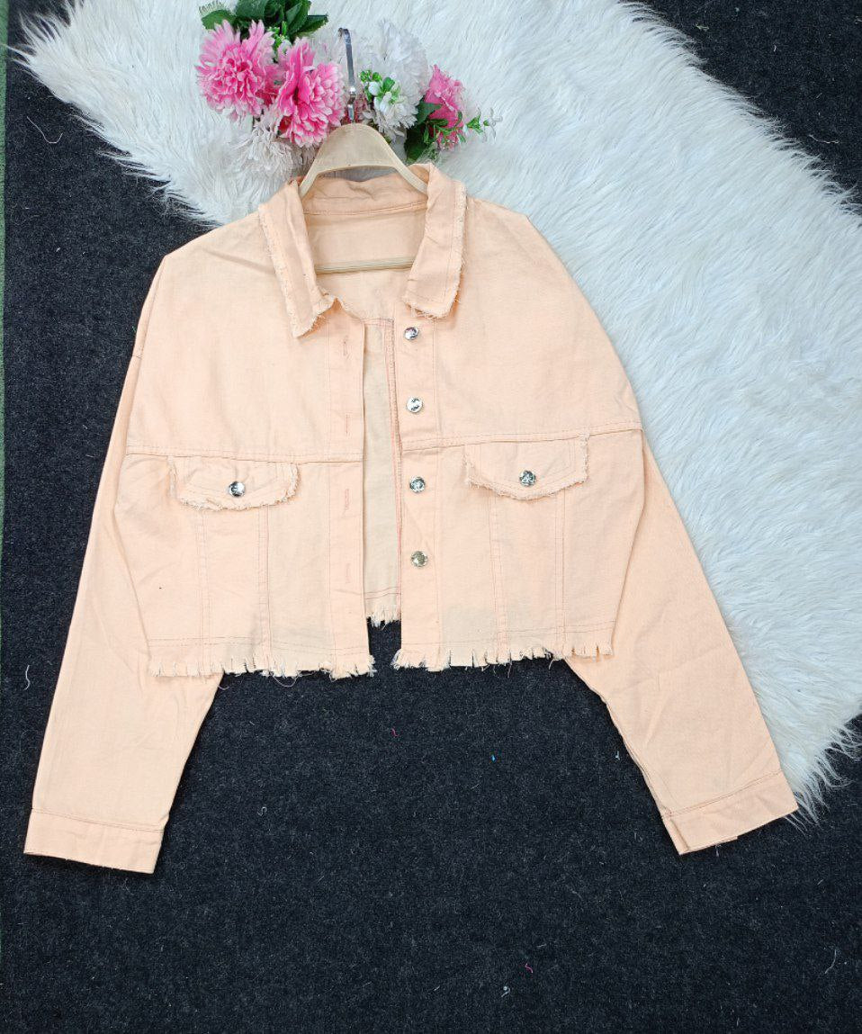 Girls' high waist denim jacket, stretchy 4-way stretch fabric - sizes from 55 to 85 kg - multiple colors to suit every taste!