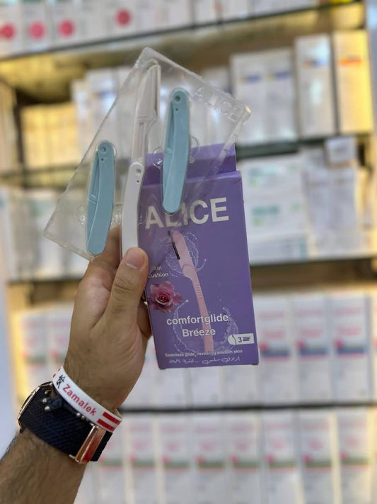 شفرات الحواجب ALICE بتصميم عصري من الفولاذ المقاوم للصدأ لإزالة شعر الوجه للنساء لبشرة أنعم وأنضف بدون حبوب ، 3 قطع