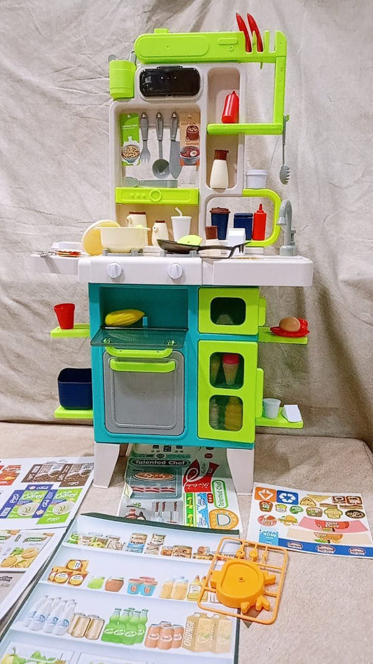 مطبخ الأطفال العملاق – ارتفاع 101 سم – لون بينك وأخضر