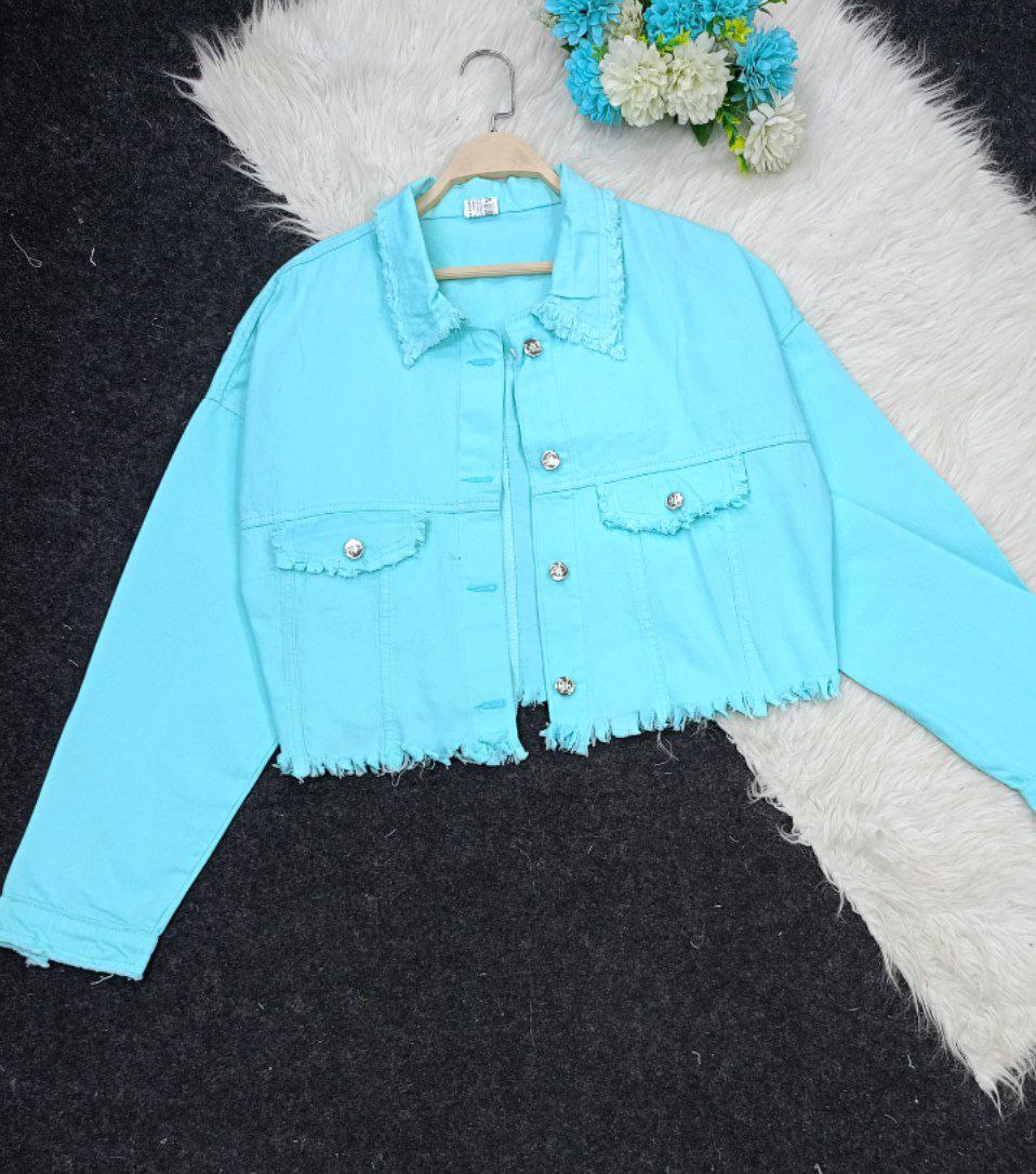 Girls' high waist denim jacket, stretchy 4-way stretch fabric - sizes from 55 to 85 kg - multiple colors to suit every taste!