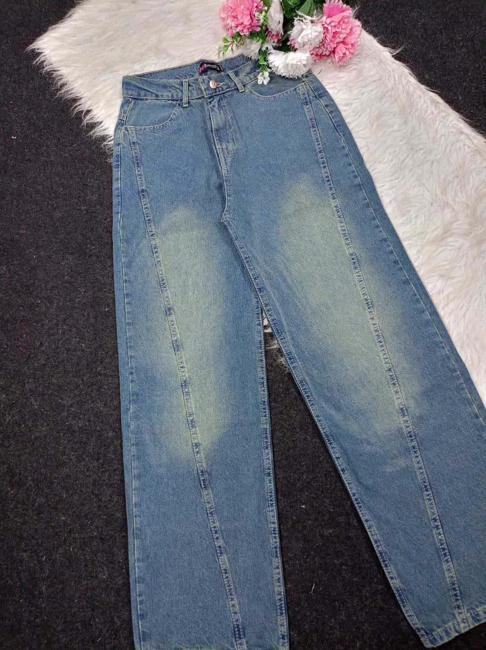 Girls' wide leg jeans - 4-way stretch fabric, fits from 50 to 85 kg, 4 different colors. Comfort and elegance in one piece!
