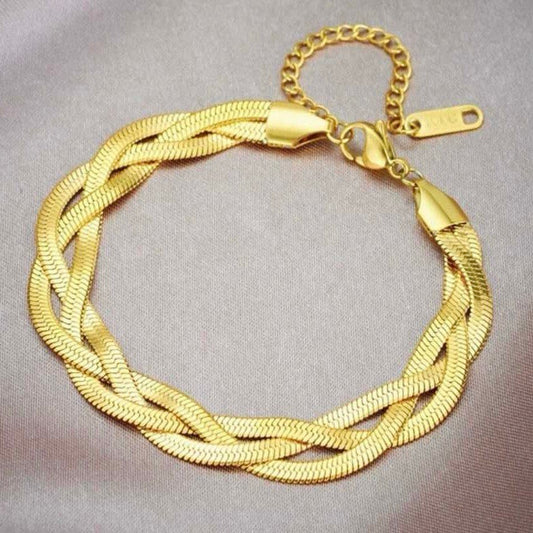 انسيال دهر حية مضفر – ستانلس ستيل بلون ذهبي ثابت