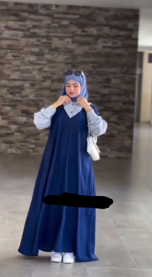 فستان نسائي مطعّم مقلم – أناقة راقية بخامة عالية الجودة مستورد، One Size مريح حتى 85 كغ