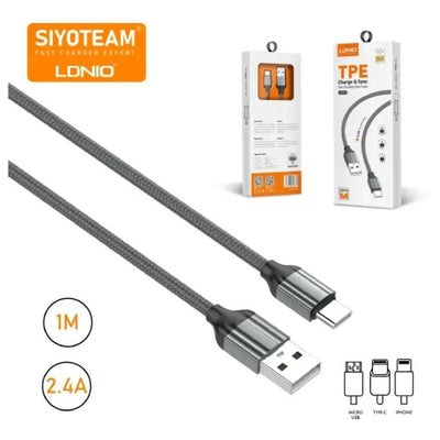 للشحن السريع Ldnio LS441 Micro USB – أصلي 2.4 أمبير بطول 1 متر – رمادي