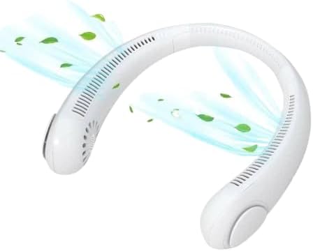 Portable Neck Fan - USB Charging | 3 Speeds, Hands-Free and Lightweight Design (White)