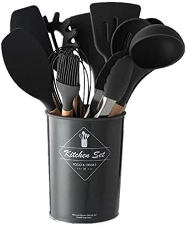 12 Piece Silicone Kitchen Utensil Set, Kitchen Utensil Set with Wooden Handles for Non-Stick Cookware Set, Great Kitchen Tools
