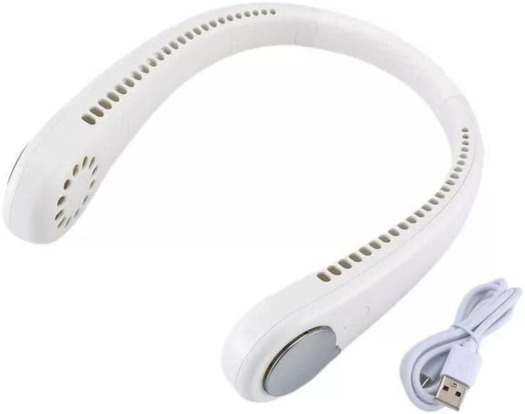 Portable Neck Fan - USB Charging | 3 Speeds, Hands-Free and Lightweight Design (White)