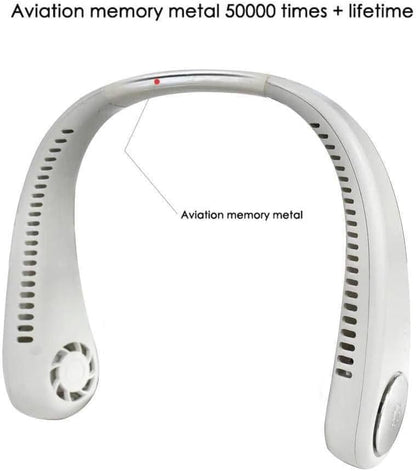 Portable Neck Fan - USB Charging | 3 Speeds, Hands-Free and Lightweight Design (White)