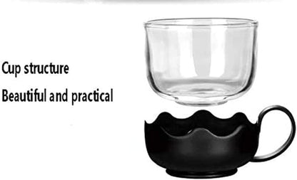 Pyrex Serving Tea Set, 700ml Capacity, Glass Teapot with 4 Glass Tea Cups with Plastic Base and Removable Stainless Steel Tea Infuser, Suitable for Brewing Tea and Herbal Tea Bags