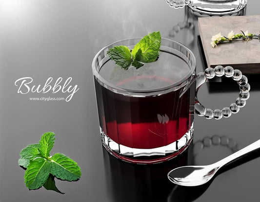 Bubbly Glass Tea Set - 6 Pieces with a Modern and Elegant Design | Versatile for Hot and Cold Drinks!