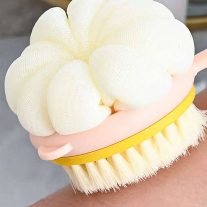 Double-Sided Body Brush with Long Handle, Chevron Pattern Bath Massager and Exfoliator, Multicolor, 1 Piece