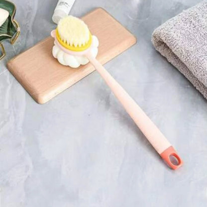 Double-Sided Body Brush with Long Handle, Chevron Pattern Bath Massager and Exfoliator, Multicolor, 1 Piece